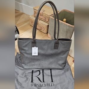 RH Baby & Child Hair On Grey Hyde Luxe Leather Diaper Bag Tote